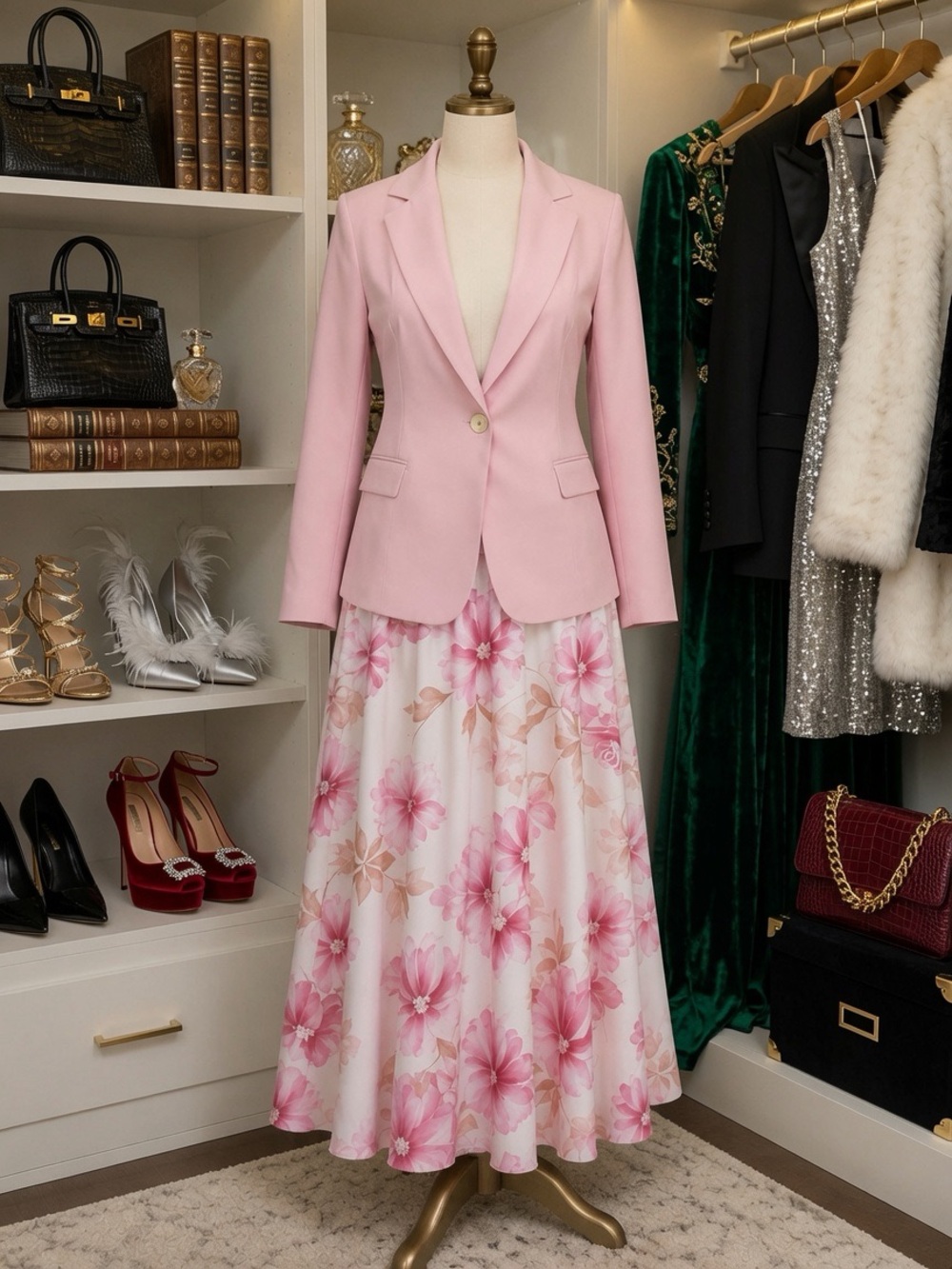 Women’s Floral Blazer & Maxi Skirt Set